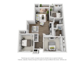 Unit C Floor Plan at Madison Toluca, North Hollywood, California