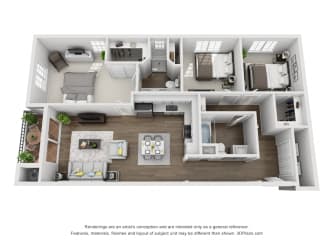 Unit F Floor Plan at Madison Toluca, North Hollywood, CA, 91601