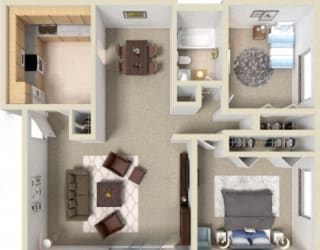 Floor Plan Two Bedroom 1 Bath