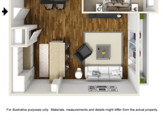 1 Bed 1 Bath Plan B at 430 Kelton, Los Angeles, 90024
