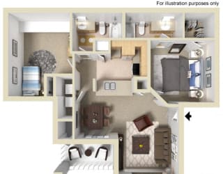 The Positano Floor Plan at Bella Terra Apartments, Henderson, Nevada