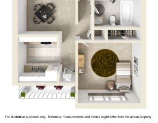 2 Bed 1 Bath Floor Plan at Bixby Knolls, California, 90807