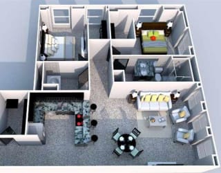 2 bedroom 2 bathroom Floor plan C at The Equitable Building, Des Moines, Iowa