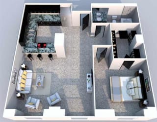 1 bedroom 1 bathroom Floor plan Z at The Equitable Building, Des Moines, IA