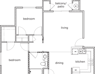 Bidwell Park 2 Bed 1 Bath 814 SF