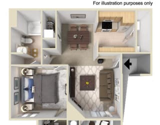One Bedroom Floor Plan at Rancho Serene, Las Vegas, NV