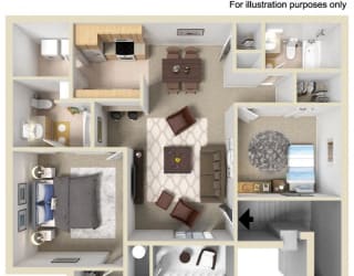 Two Bedroom Floor Plan at Rancho Serene, Las Vegas, Nevada