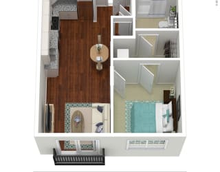1 bedroom 1 bathroom Floorplan F at South 16 At The Bridges, Roanoke, VA