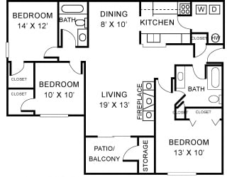 Three Bedroom, Two Bath Apartment at Madison Prairie Point, Missouri