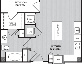 A1a One Bedroom Floor Plan with Balcony at Apartments in Vinings