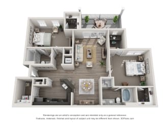 1311 Sq Ft Dixon Floor Plan at Greystone Pointe, Knoxville, TN, 37932