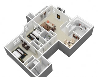 2 bedroom floorplan at Madison Glen Mills, Glen Mills