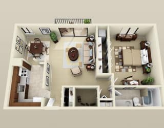 Floor plan of Maple Place 1x1 apartment