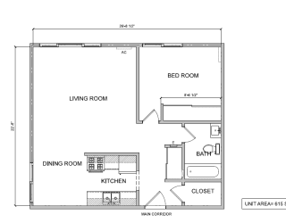 Floor Plan 1 Bedroom Large