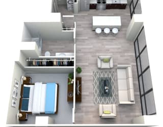 One Bedroom One Bath D at The Grand, Kansas City, 64106
