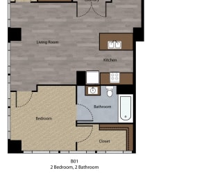 The Grand downtown KC 2 bed 2 bath C  at The Grand, Kansas City, MO, 64106