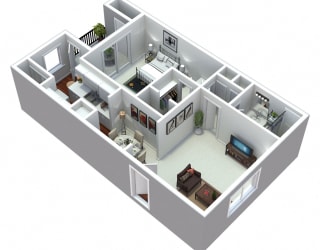 3D 1 bedroom floorplan
