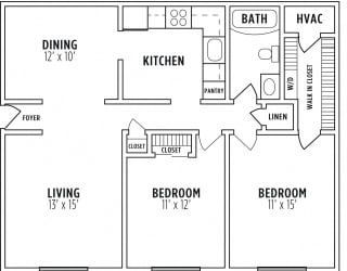 2 bedroom floor plan at Madison Rockwood, Ballwin