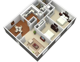 2 bedroom floor plan at Madison Rockwood, Missouri, 63011