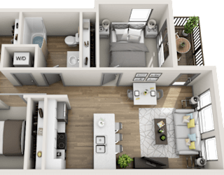 Floor Plan One Bedroom - One Bath w/Den