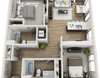 Floor Plan Two Bedroom - Two Bath