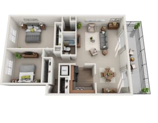 Floor Plan 2 BED - 1.5 BATH