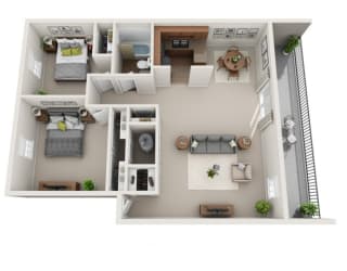 Floor Plan 2 BED 1 BATH