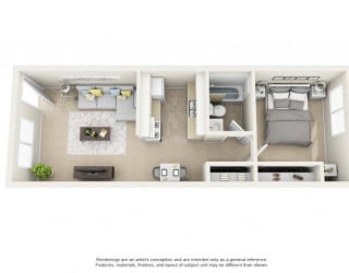Floor Plan 1 Bed 1 Bath
