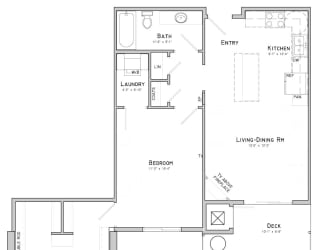 One bedroom layout-Dahlia floor plan for rent at WH Flats in South Lincoln NE
