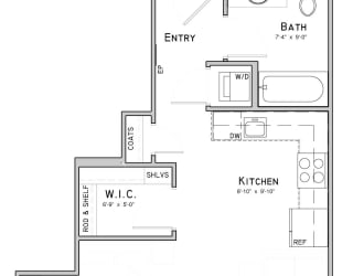 Studio apartment-Iris layout at WH Flats in south Lincoln NE