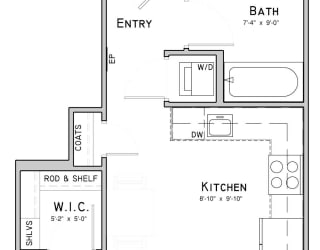 Studio apartment-Sage layout at WH Flats in south Lincoln NE
