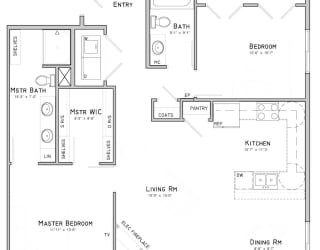 Two bedroom apartment-Goldenrod floor plan for rent at WH Flats in south Lincoln NE
