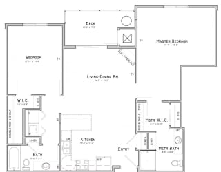 Two bedroom apartment-Lavender floor plan for rent at WH Flats in south Lincoln NE