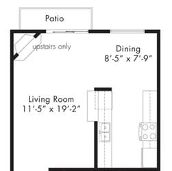 A2 - 1 bed 1 bath Floor Plan  at Aviare Place, Midland