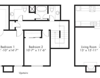 B4 - 2 bedroom 1.5 bath Floor Plan at Aviare Place, Texas