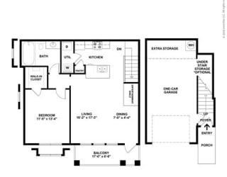 Aurora 1 Bedroom 1 Bathroom Floor Plan at Orion McCord Park, Texas, 75068