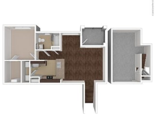 Blaze 1 Bed 1 Bath, 785 Square-Foot Floor Plan at Orion McCord Park, Little Elm, 75068