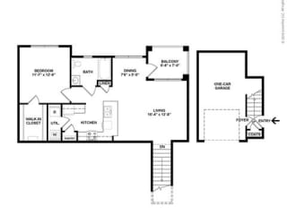 Blazer 1 Bedroom 1 Bath Floor Plan at Orion McCord Park, Little Elm, Texas