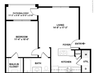1 Bedroom 1 Bathroom Floor Plan at Orion McCord Park, Little Elm, 75068