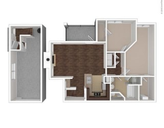 Callisto 2 Bedroom 1 Bath, 1177 Square-Foot Floor Plan at Orion Prosper Lakes, Texas
