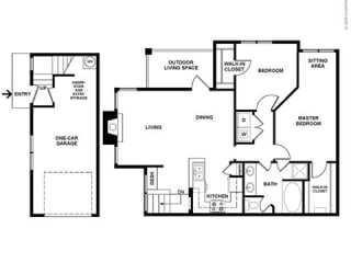 Callisto 2 Bedroom 1 Bathroom Floor Plan at Orion Prosper Lakes, Texas, 75078