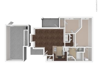 Electra 2 Bed 1 Bath, 1088 Square-Foot Floorplan at Orion Prosper Lakes, Prosper, 75078