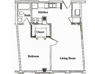 Floor Plan 1 Bedroom Apartment