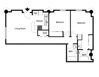 Floor Plan 2 Bedroom/2 Bathroom