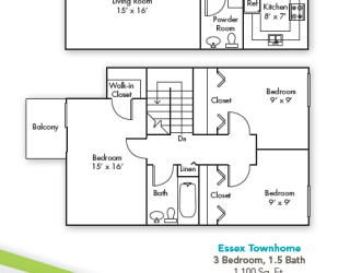 Floor Plan Three Bedroom Townhome