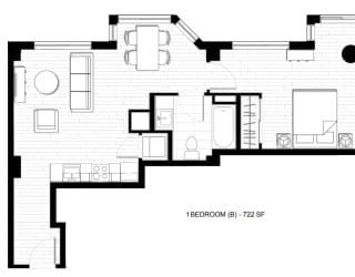 O2 Apartments 1 Bedroom B Floor Plan