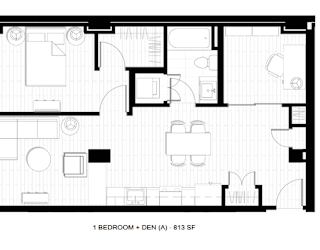 O2 Apartments 1 Bedroom Den Floor Plan