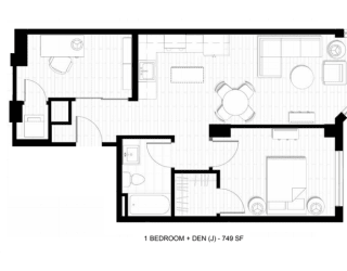 O2 Apartments 1 Bedroom Den Floor Plan