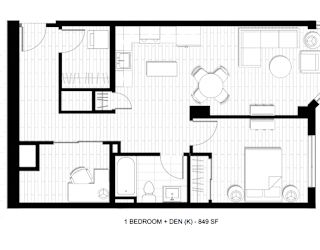 O2 Apartments 1 Bedroom Den Floor Plan