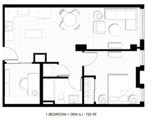 O2 Apartments 1 Bedroom Den Floor Plan